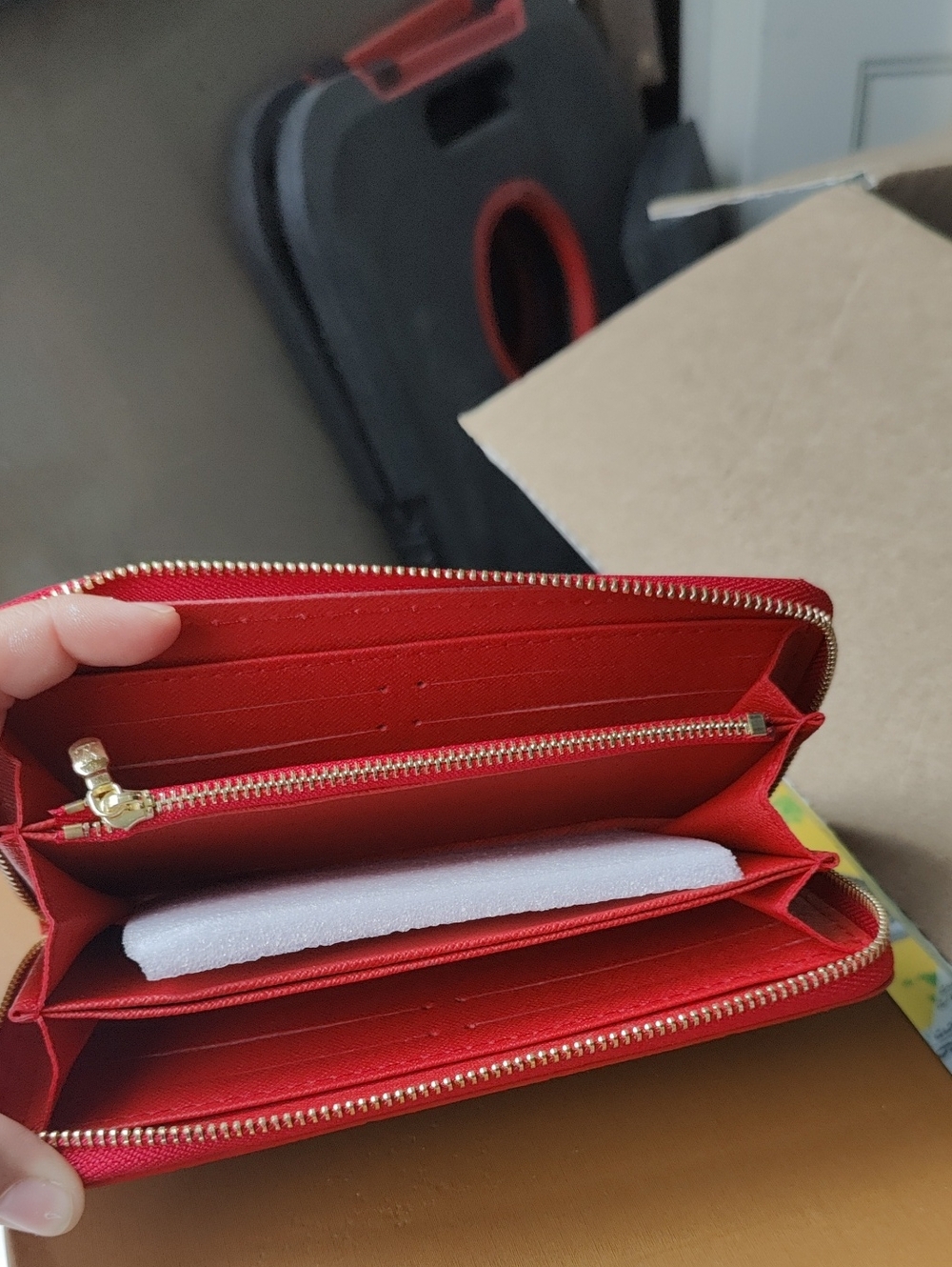Source Unknown Red Embossed Monogram Zip Wallet - Picture 6 of 6